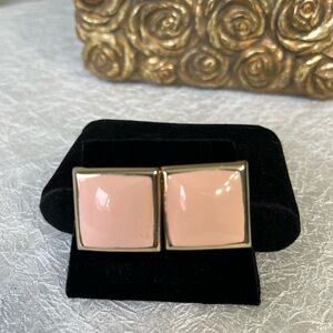 Vintage 80’s Elegant Pink and Gold Square Earrings